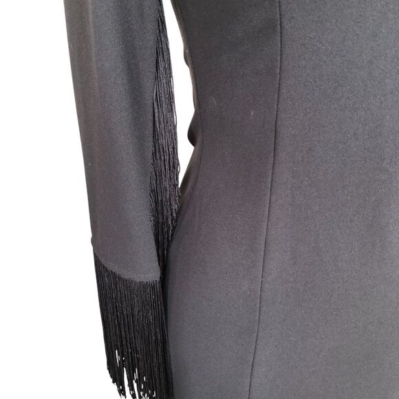 Zara Black Mini Dress with Fringe Sleeves - Picture 5 of 14